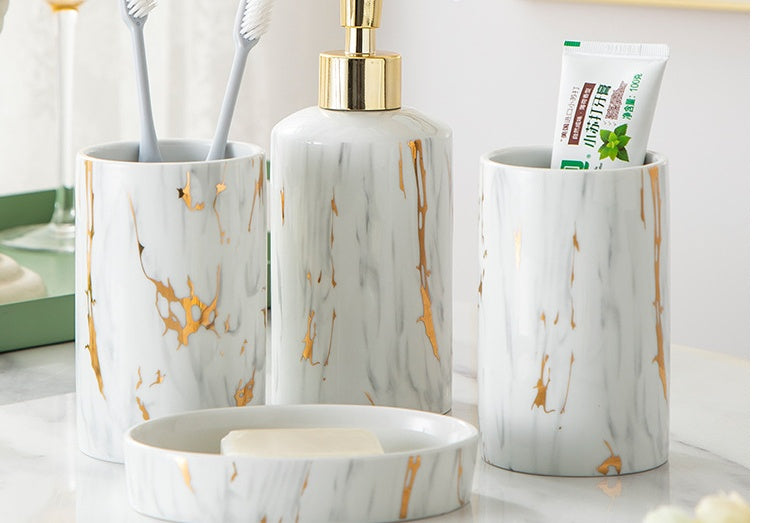 Eleganta marmor Badrumstvätt set Keramik