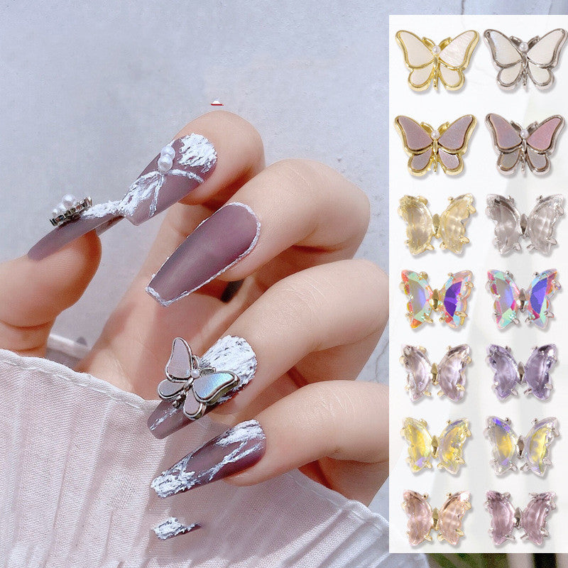 Nagelskönhet Kristallfjäril Diamantdekorationer