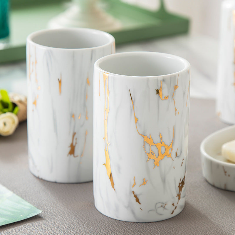 Eleganta marmor Badrumstvätt set Keramik