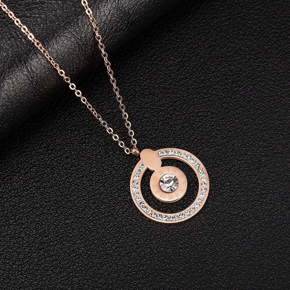 Elektropläterad klocka zirkon och diamant halsband