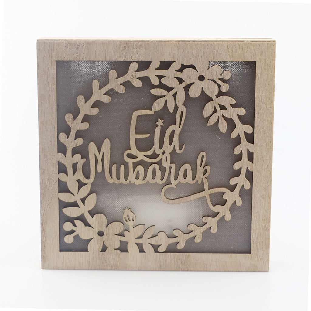 Trä Eid Mubarak Ramadan dekoration