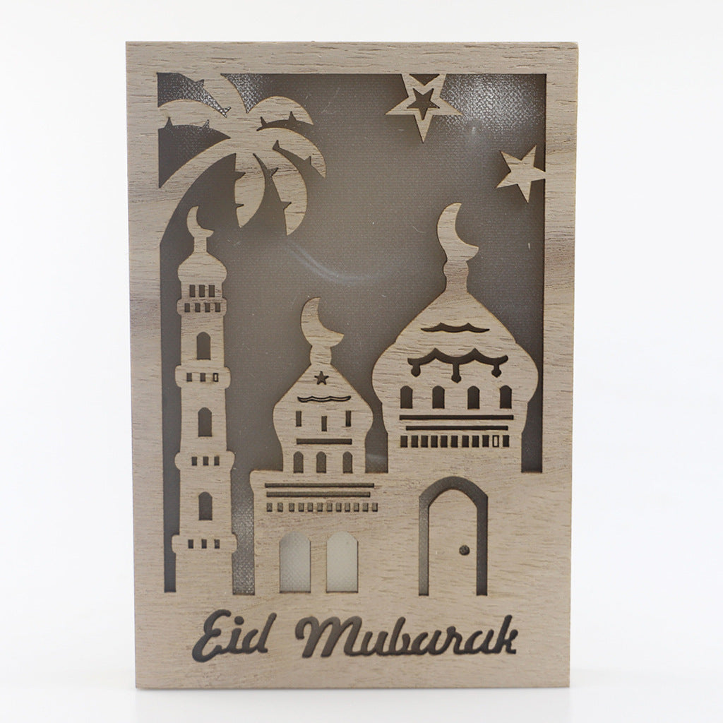 Trä Eid Mubarak Ramadan dekoration