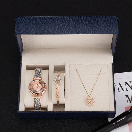 Elektropläterad klocka zirkon och diamant halsband