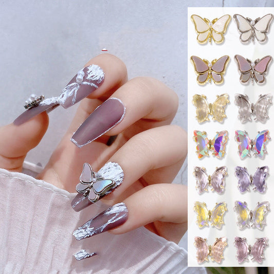 Nagelskönhet Kristallfjäril Diamantdekorationer