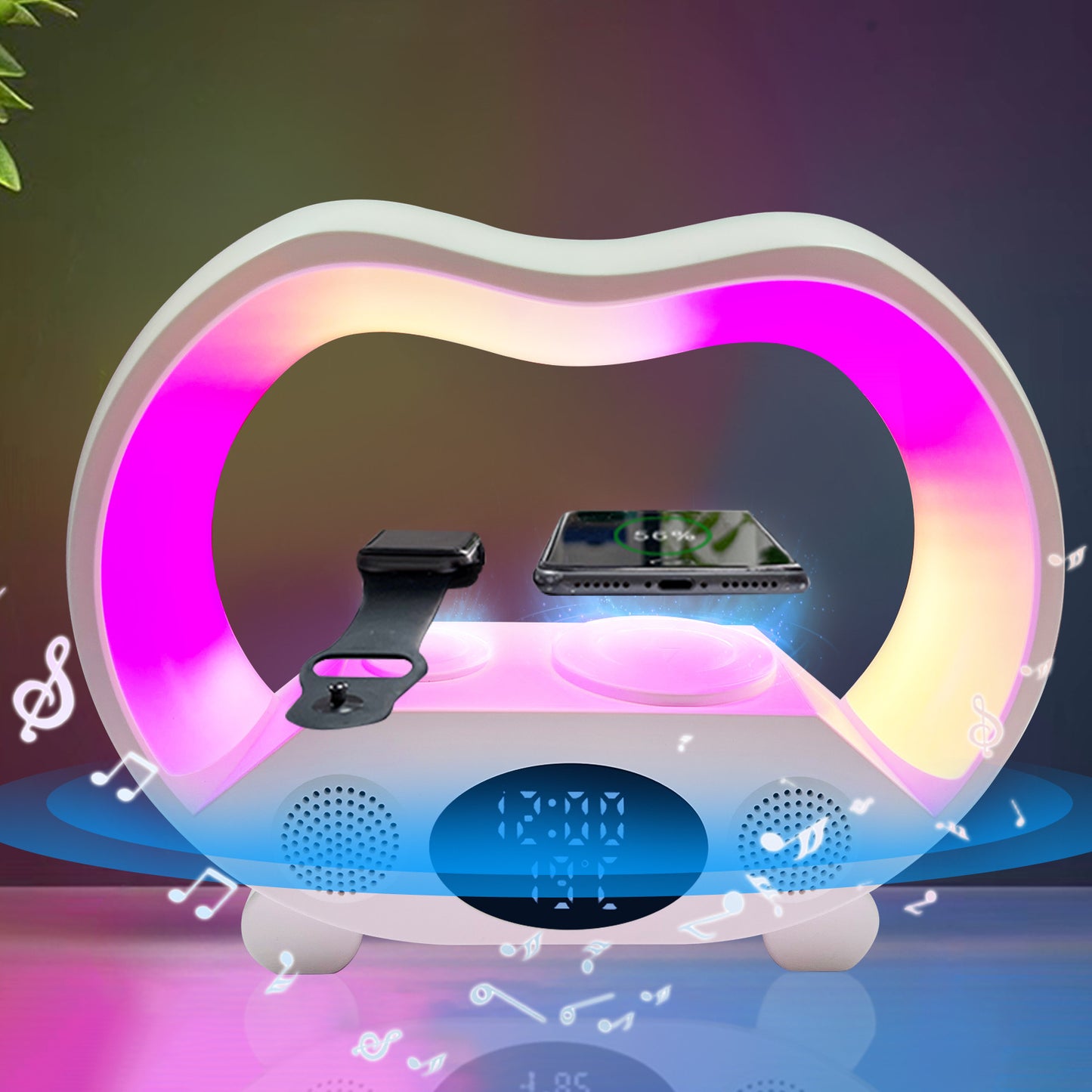 Intelligent LED bordslampa 2024 med mobil/Klocks laddare