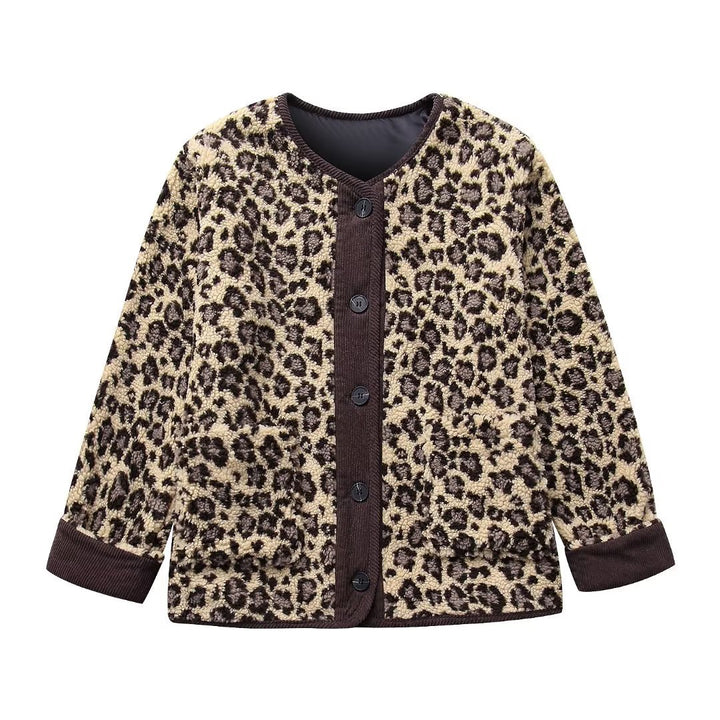 Trendy Winter Women's Jacket with Leopard Print